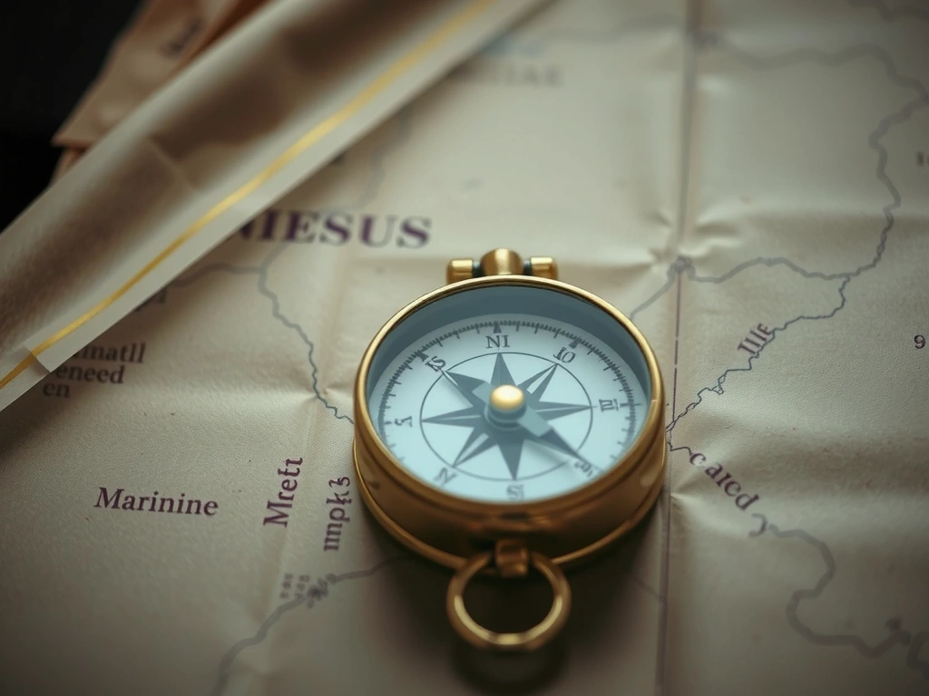 Busolă pe hartă marină